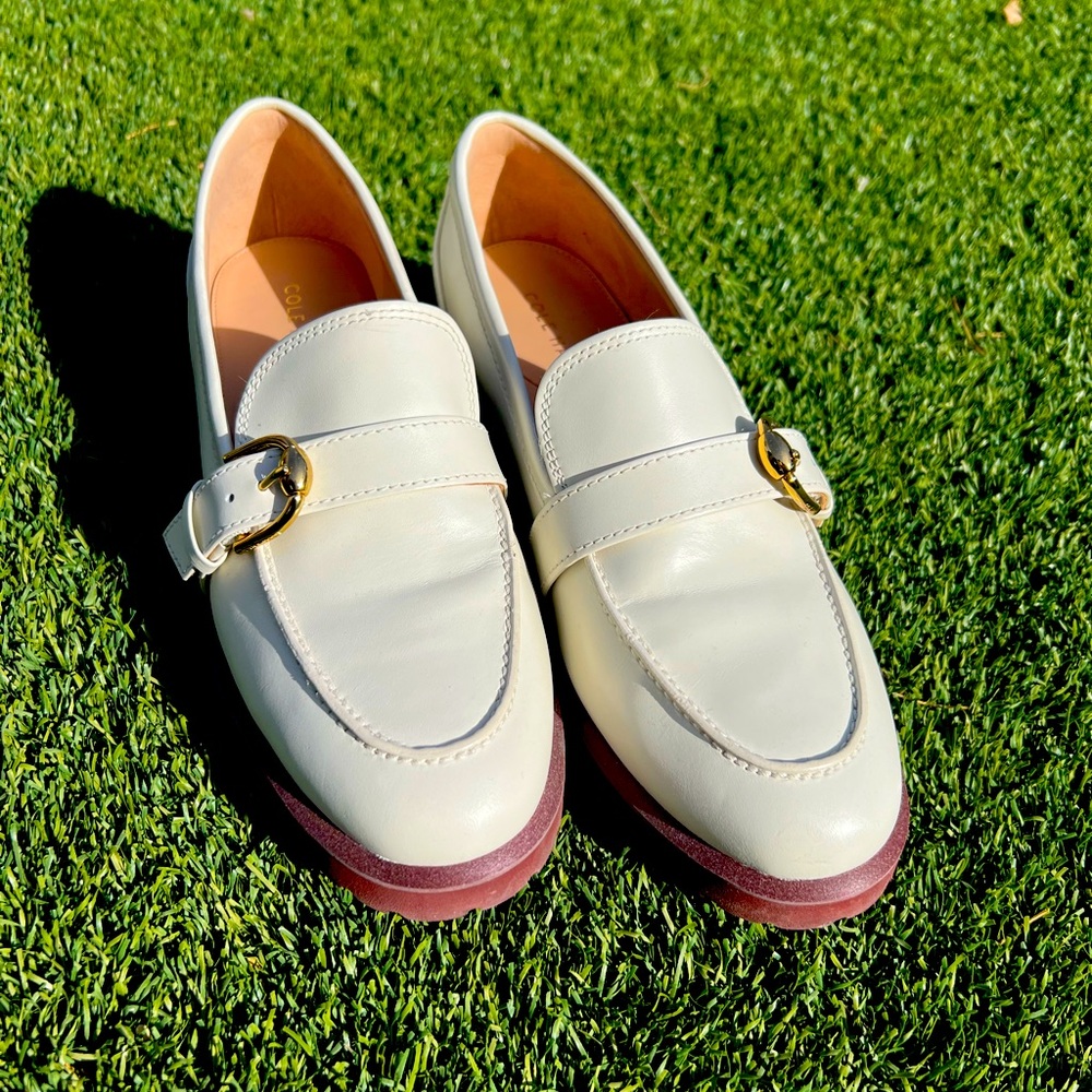 Cole Haan Giana Buckle Loafer Ivory Leather Women’s Size 9